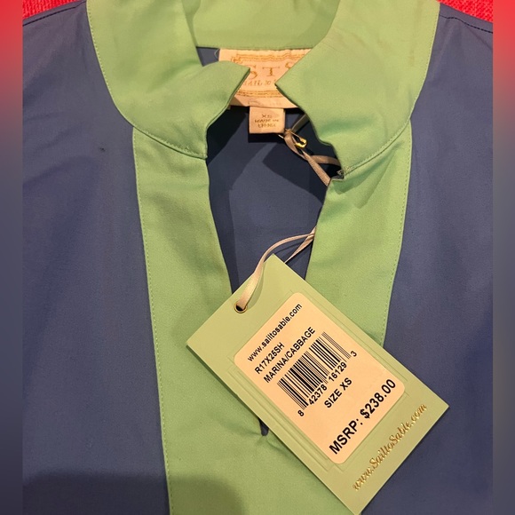 NWT STS Sail to Sable Dress Navy Blue Teal Sleeveless Colorblock Stretch Size XS - Picture 3 of 12